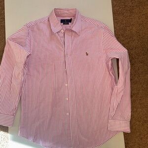 Ralph Lauren Men's Pink and White Striped Shirt